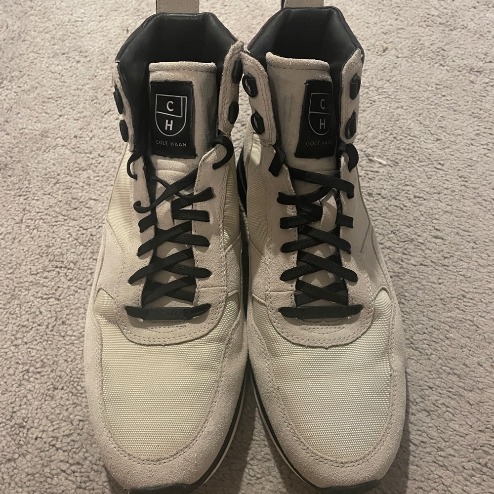 Cole Haan White and Black High-Top Sneakers